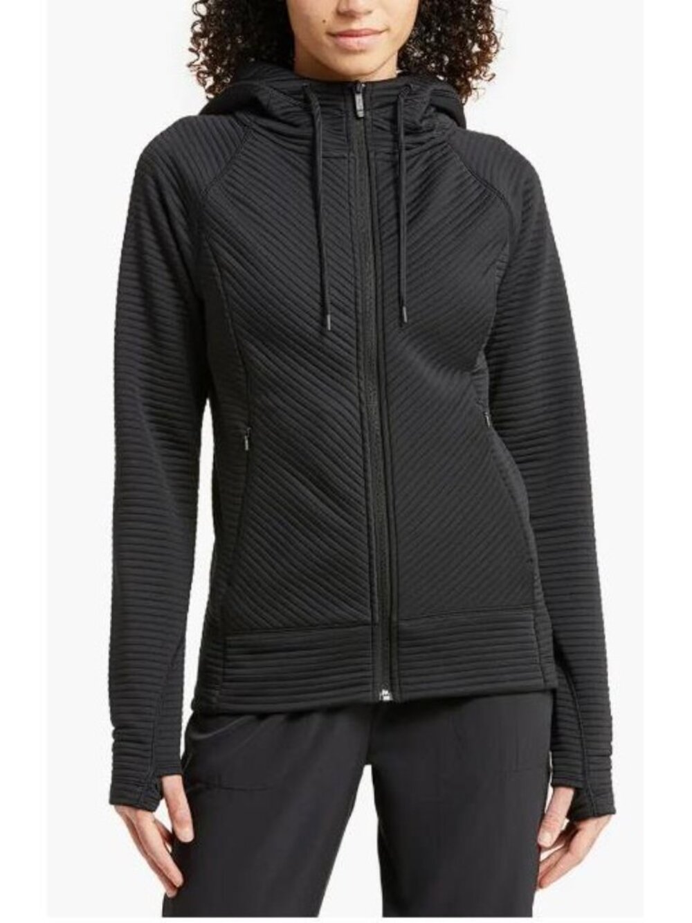 Zella Women's Zen Ottoman Full Zip Hoodie Size S In Black